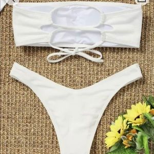 ZAFUL high-cut ribbed bandeau bikini set